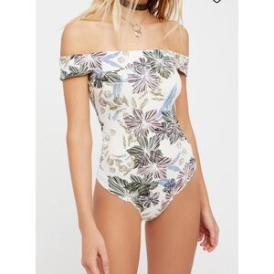 Free People Intimately Off Shoulder Floral Thong Bodysuit Size Small